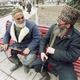 Elderly Chechen volunteers rest during a rally in Grozny on Dec. 1, 1994.
